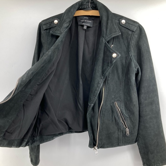 Lucky Brand Black Nubuck Leather Moto Jacket - Picture 12 of 15